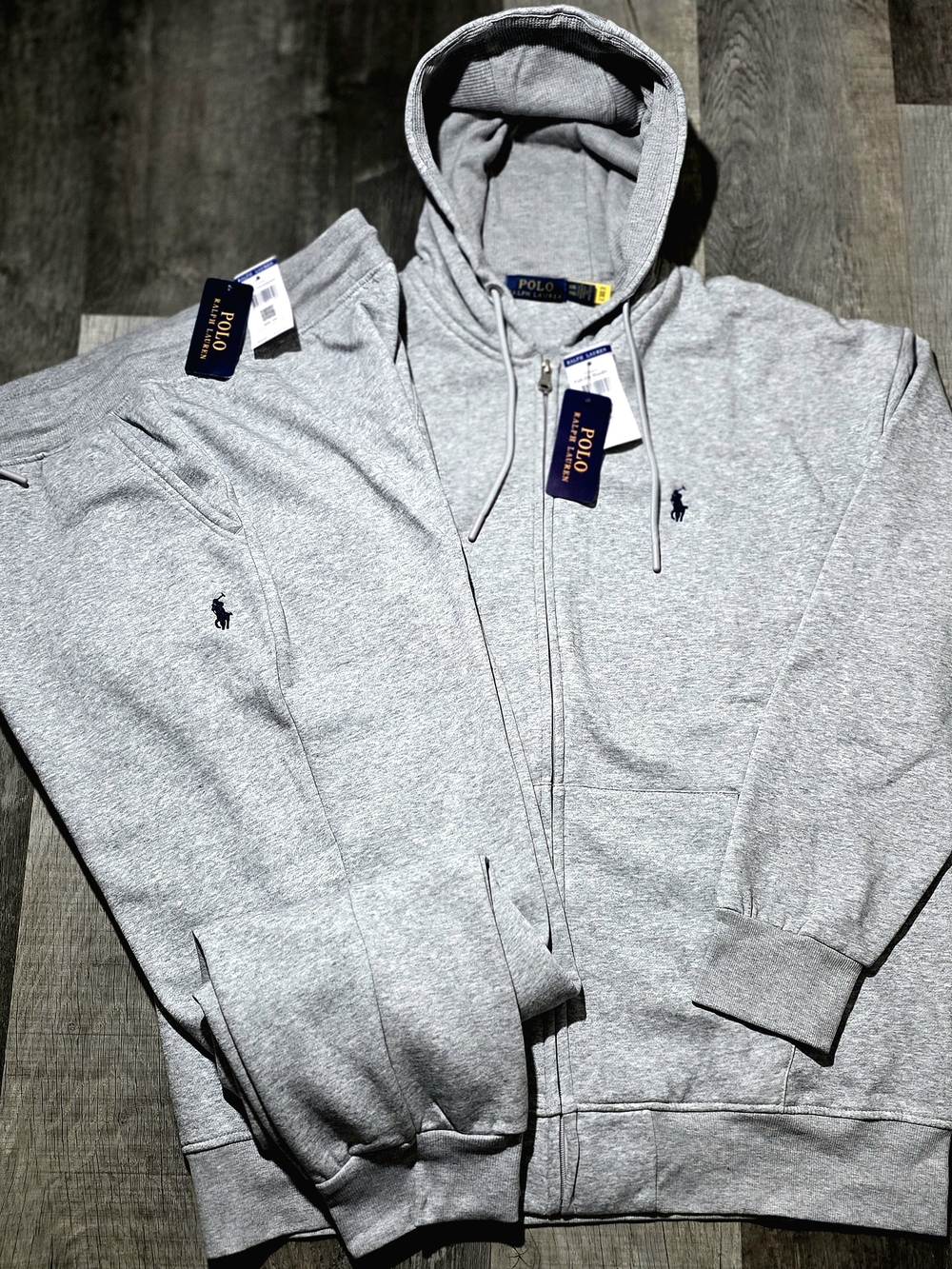 Polo by Ralph Lauren Men’s Light Gray Zip Hoodie & Sweatpants Set